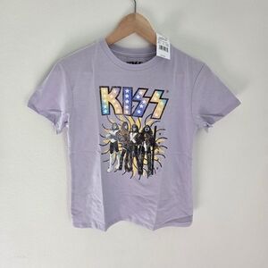 KISS Graphic Tee for Kids - Lavender Size Medium Music Band